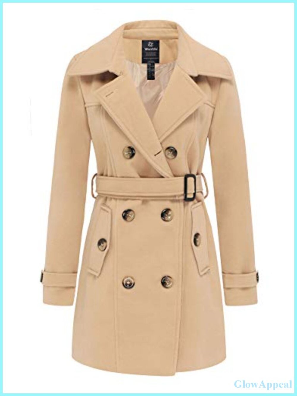Women's Double Breasted Pea Coat Mid-Long Trench Coat Winter Windproof